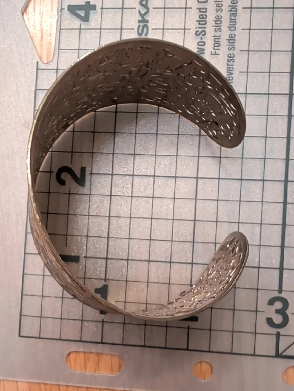 Handcrafted Floral Embossed Wide Cuff Bracelet - Bronze Tone - Picture 6 of 11